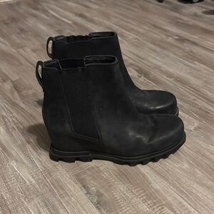 Sorel Black Wedge Ankle Boots